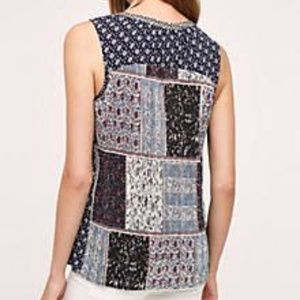 Anthropologie One September Navy Floral Tank sz L